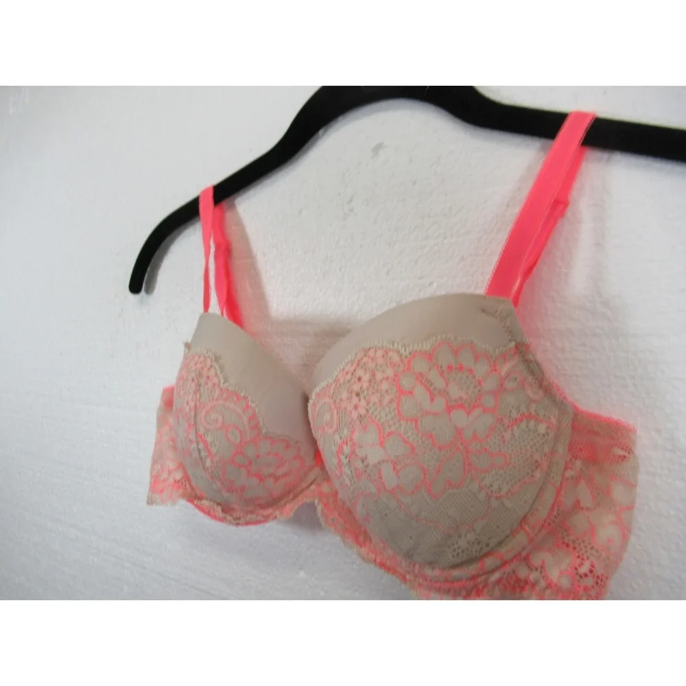 Victoria's Secret Dream Angels Lined Demi Bra 34C Neon Underwire Lace